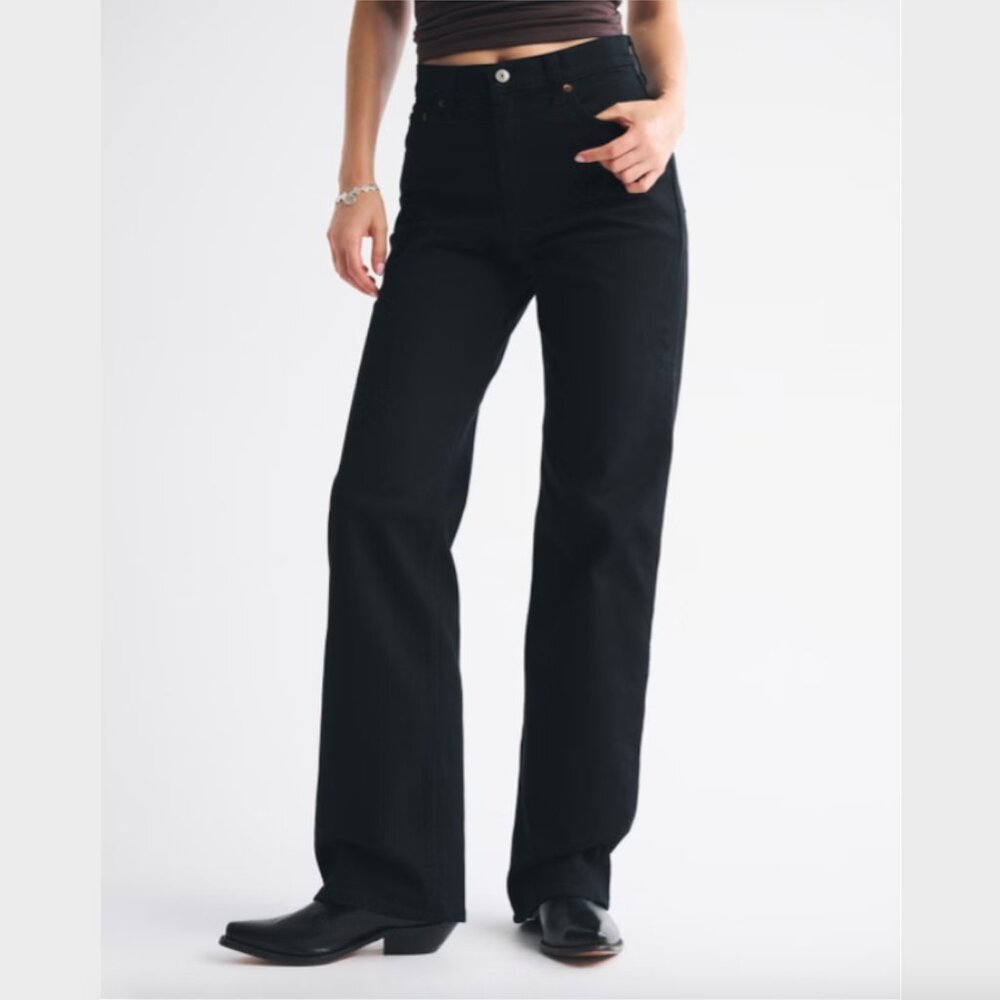 Abercrombie & Fitch Petite Black '90s Relaxed Jean High Rise - 27/4 Extra Short